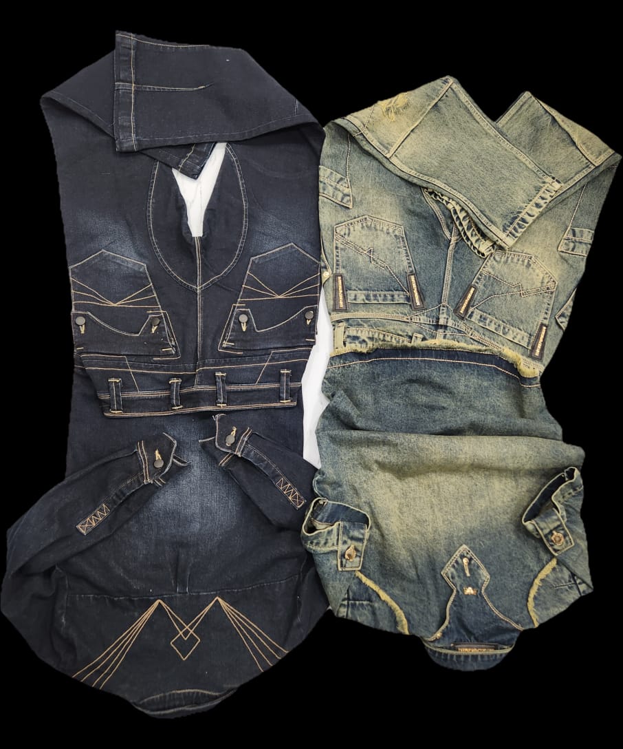 Denim shirt and wide-leg jeans outfit