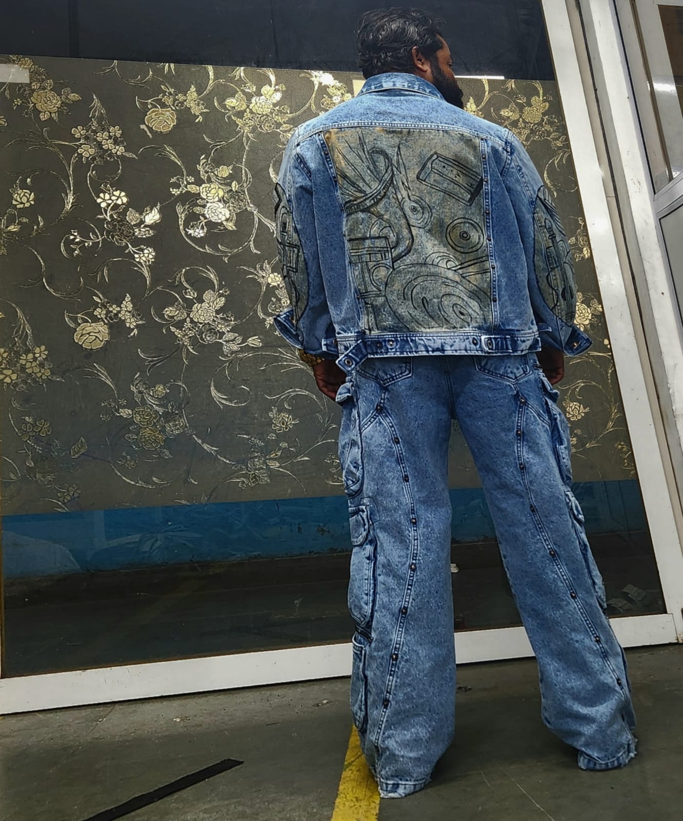 Custom painted denim jacket” AftabBaba signature design